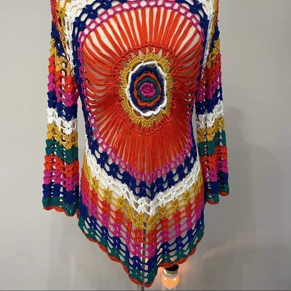 𝅺cupshe Crochet Multicolor Rainbow Top